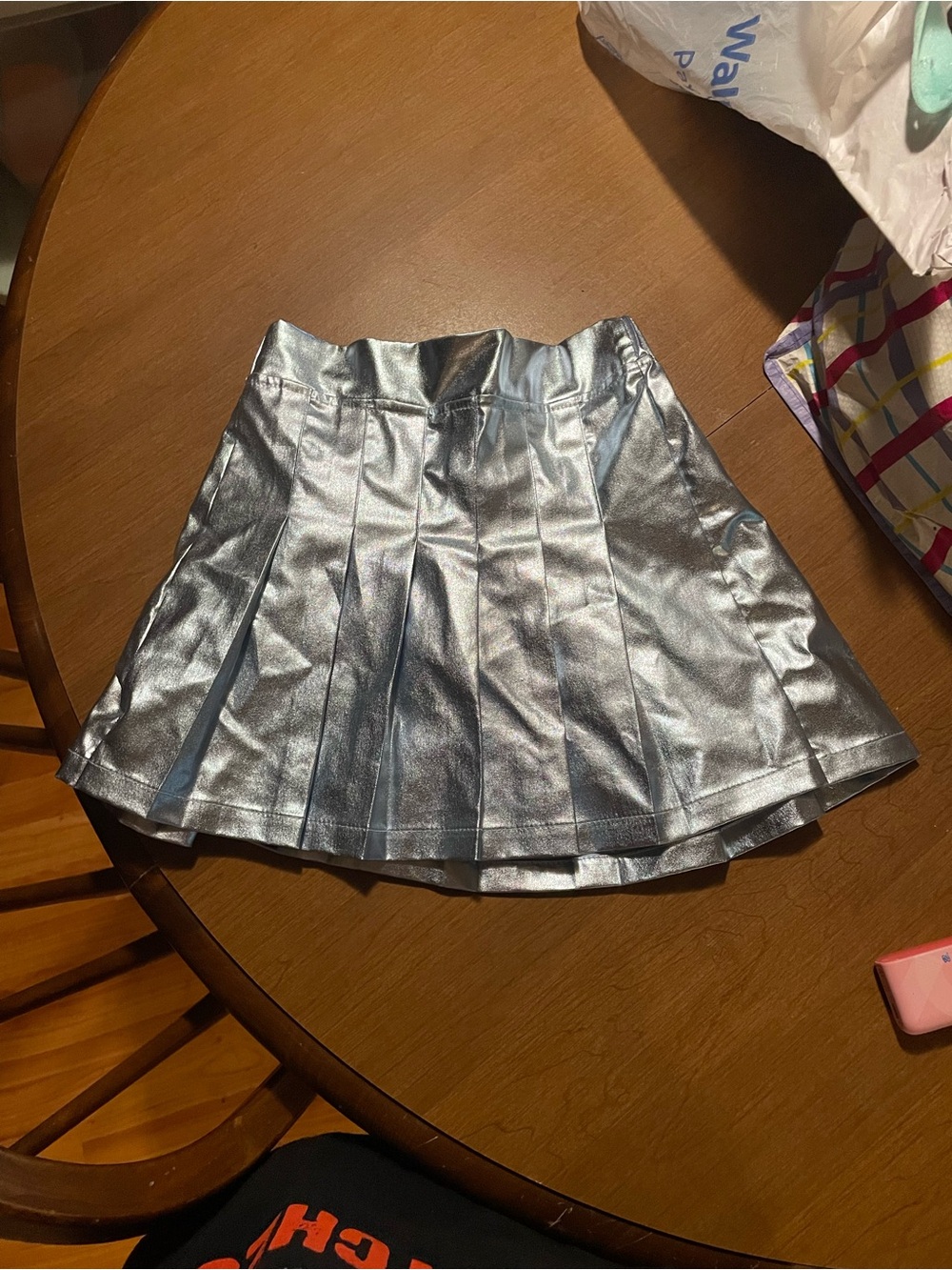 Justice Metallic Silver Pleated Skater Skirt
